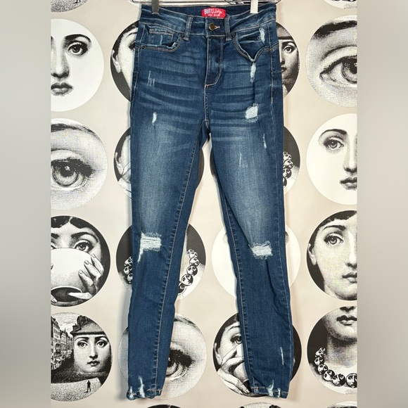 Wax Jeans Butt I Love You Stretch Distressed Cropped Denim Jeans, Sz 0 HEMMED - Picture 3 of 13